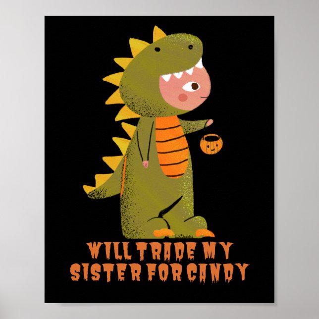 Póster COMERCIALIZARÁ A MI HERMANA POR Halloween divertid (Frente)