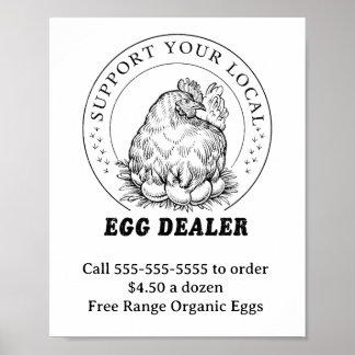 Póster Comerciante local de huevos de pollo
