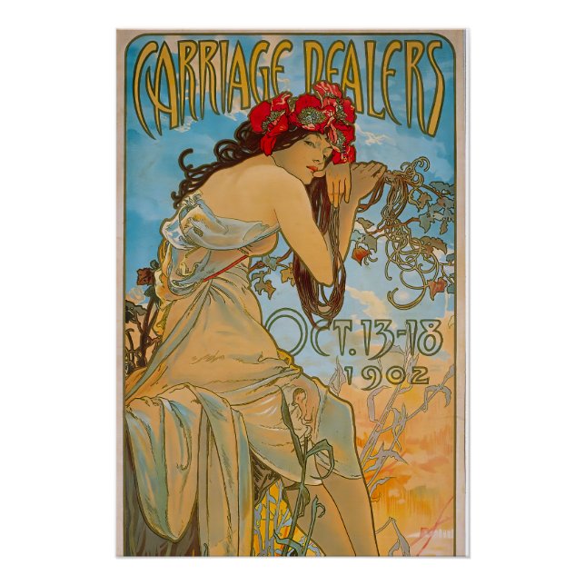 Póster Comerciantes de transporte por Alphonse Mucha (190 (Anverso)