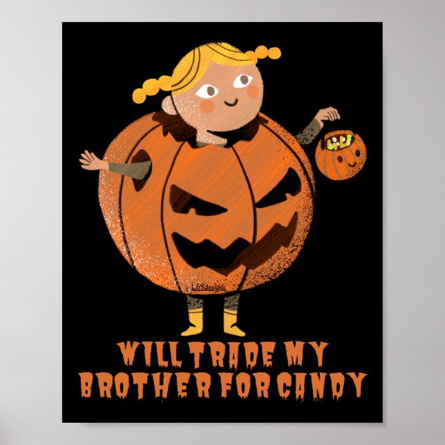 Póster COMERCIARÉ A MI HERMANO POR Halloween gracioso CAN (Frente)