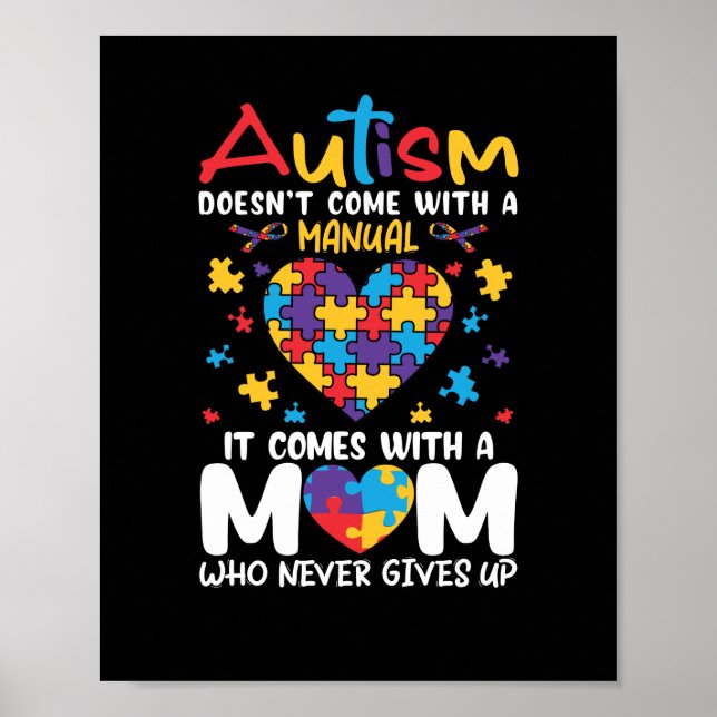 Póster Comes With A Mom Who Never Gives Up Inspirational (Frente)