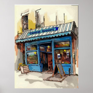 Póster Comestibles centrales, barrio francés