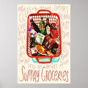 Póster Comestibles Del Domingo Imprimir Cesta De Compras