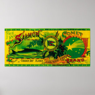 Póster Comet Salmon Can LabelChignik Bay, AK