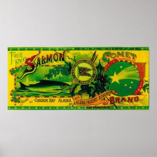 Póster Comet Salmon Can LabelChignik Bay, AK
