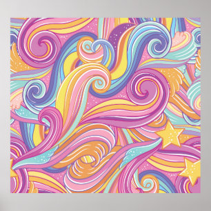 Póster Cometa arcoiris: Cielo mágico de ensueño.