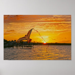 Póster Cometa volando en Key Largo Sunset