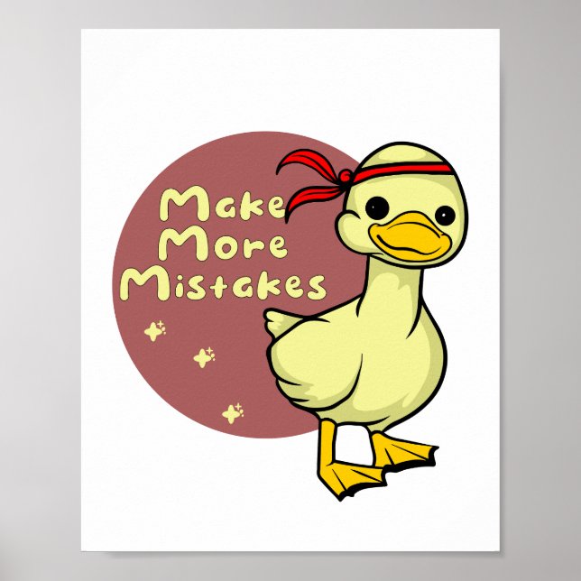 Póster Cometer más errores Kawaii divertido pato bebé (Frente)