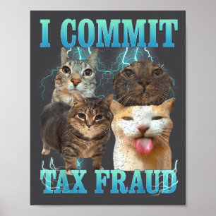Póster Cometo fraude fiscal Gato divertido Meme Bootleg G