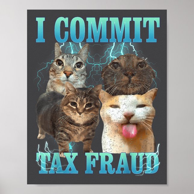 Póster Cometo fraude fiscal Gato divertido Meme Bootleg G (Frente)