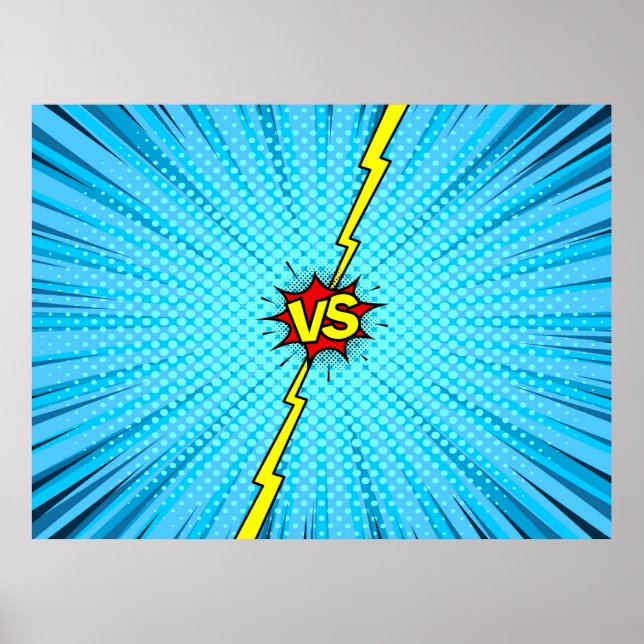 Póster Comic book versus background, classic pop-art styl (Frente)