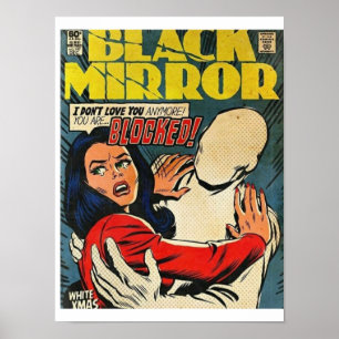 Póster comic cover black mirror 90s pop art edit illustra