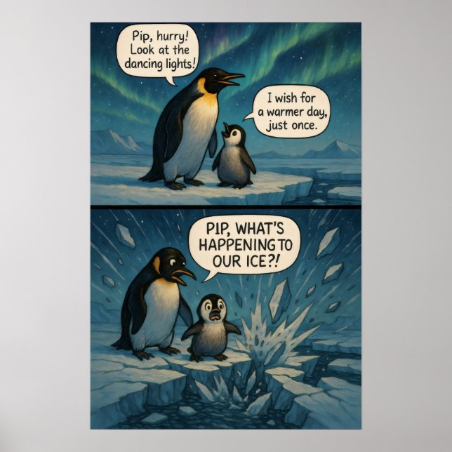 Póster Cómic de Aurora Penguins - Chiste divertido sobre  (Frente)