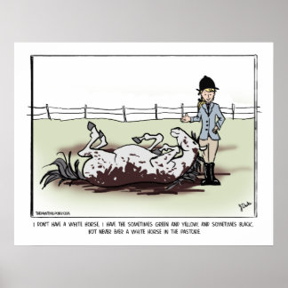 Póster Cómic de caballos blancos