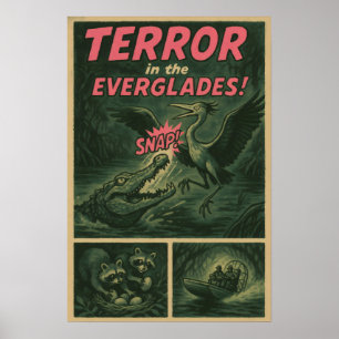 Póster Cómic de Everglades - Horror de ataque al lagarto