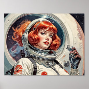 Póster Cómic de futurismo retro de los años 50 - Un astro