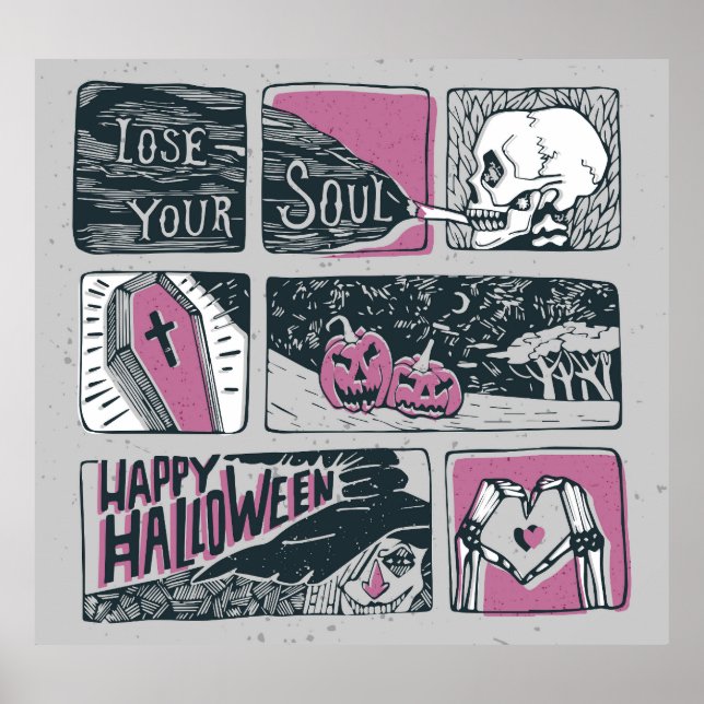 Póster Comic Halloween: Ilustracion divertido (Frente)