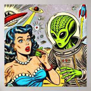 Póster Cómics de ciencia ficción retro para extranjeros