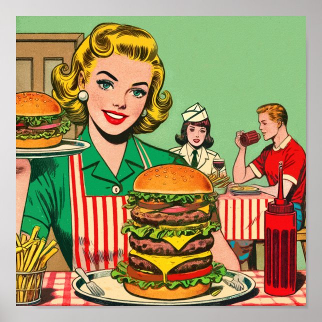 Póster Comics de la retro burger (Frente)