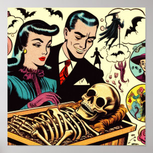 Póster Comics de parejas de Góticos retro