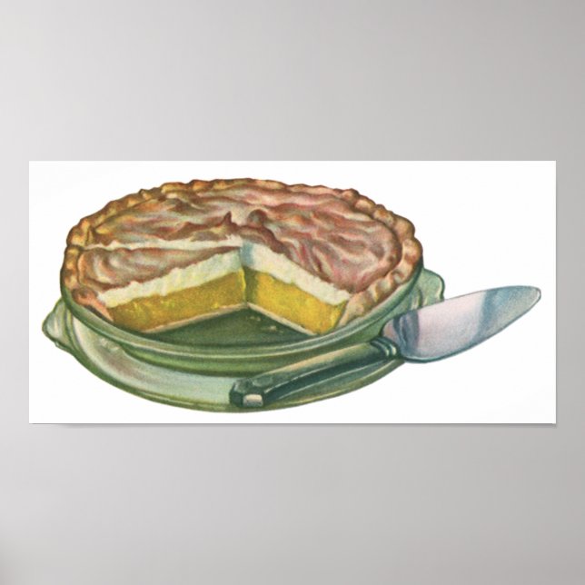Póster Comida Antigüa, Postre de Tarta de Limón con Meren (Frente)