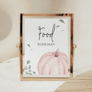 Póster Comida Baby Shower de calabaza Minimalista rosa