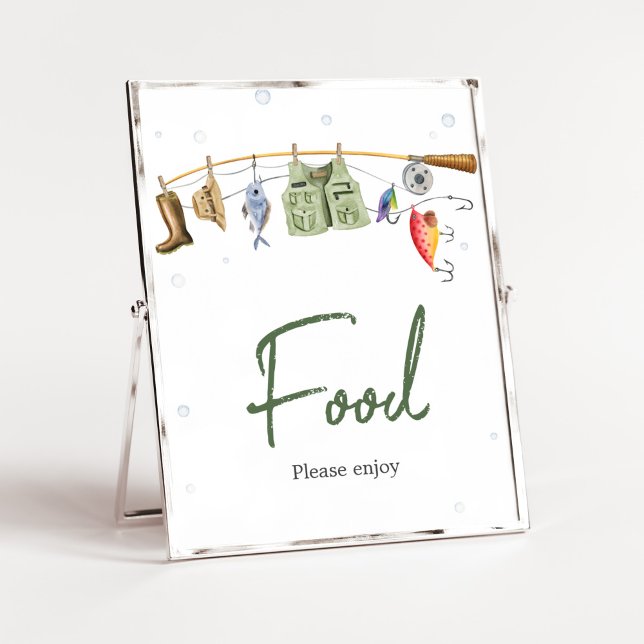 Póster Comida Baby Shower de Little Fisher (Boho Fisherman Baby Shower Food Sign)