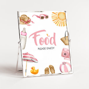 Póster Comida Baby Shower de pizca rosa Splish