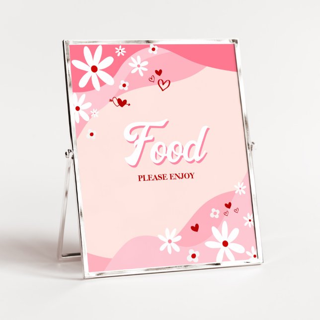 Póster Comida Baby Shower Retro Sheart (Retro Sweetheart Baby Shower Food Sign)
