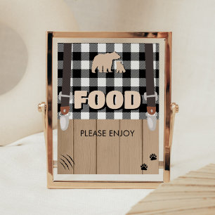 Póster Comida Baby Shower Rustic Plaid Lumberjack