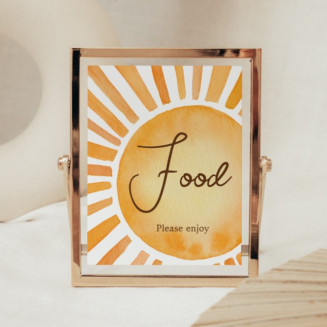 Póster Comida Baby Shower Sunshine (A Little Ray of Sunshine Baby Shower Food Sign)