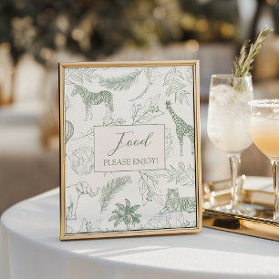 Póster Comida de Baby Shower de Animales de Safari en Ver