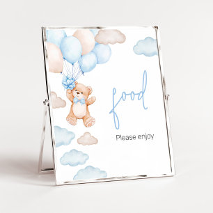 Póster Comida de Baby Shower Globo Oso Azul