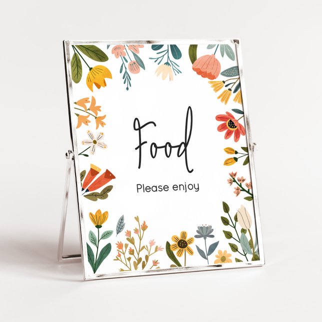 Póster Comida de Baby Shower para flores silvestres brill (Botanical Bright Wildflower Baby Shower Food Sign
)