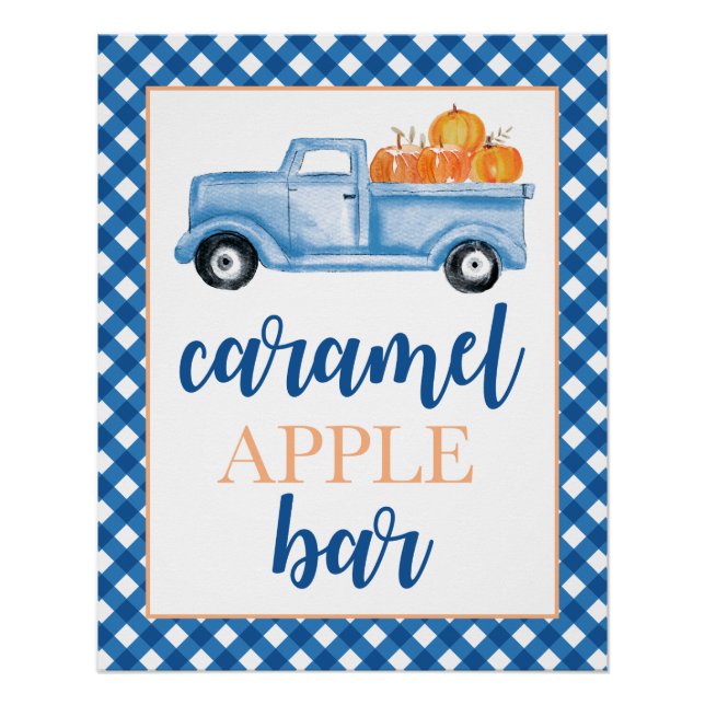 Póster Comida de cumpleaños de calabaza azul otoño (Anverso)