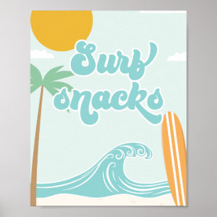 Póster Comida de cumpleaños en la playa Surf Snacks Surf'