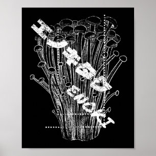 Póster Comida de hongos japoneses con letras Enoki blanca