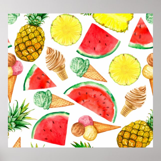 Póster Comida de verano: helado de sandía (Frente)