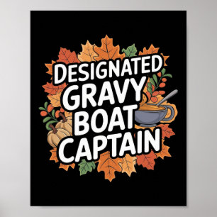Póster Comida divertida de Acción de Gracias - Capitán de