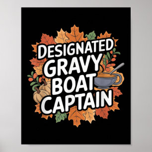 Póster Comida divertida de Acción de Gracias - Capitán de