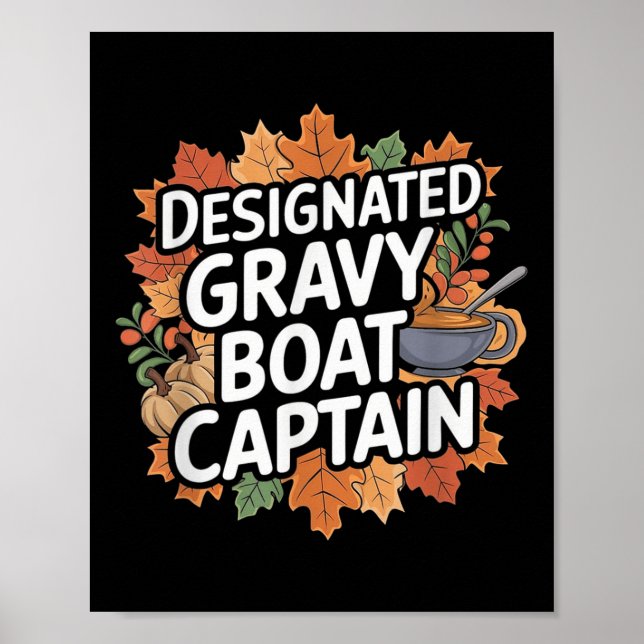 Póster Comida divertida de Acción de Gracias - Capitán de (Frente)
