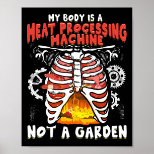 Póster Comida divertida de carne anti-vegana Lover Bbq C