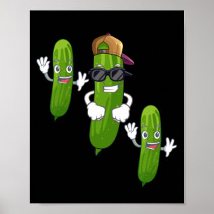 Póster Comida divertida de pepino bailando