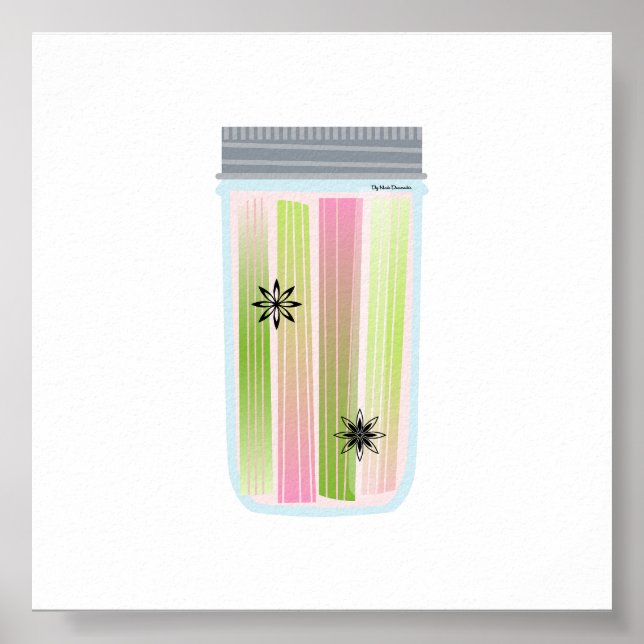 Póster Comida en lata - Recogida de ruibarbo (Frente)