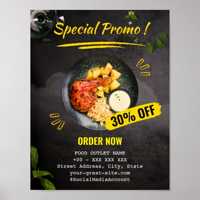 Póster Comida especial de restaurante de promoción con de (Frente)