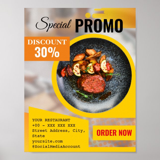 Póster Comida especial de restaurante de promoción con de (Frente)