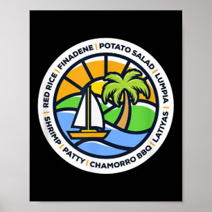 Póster Comida Guam - Finadene, Arroz Rojo, Lumpia, Chamor