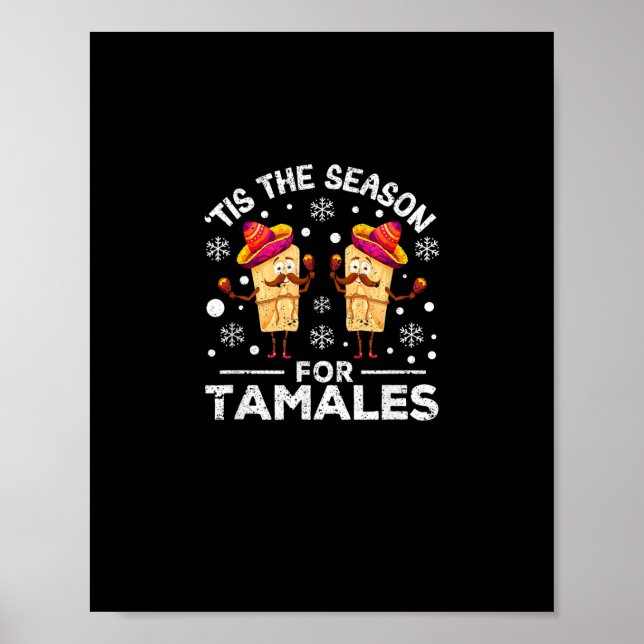 Póster Comida Mexicana Divertida de Navidad Es La Tempora (Frente)