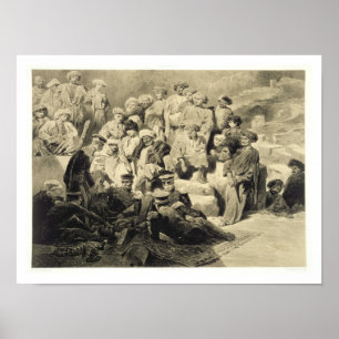 Póster Comida militar en las ruinas en Sioukh, Daguestán,