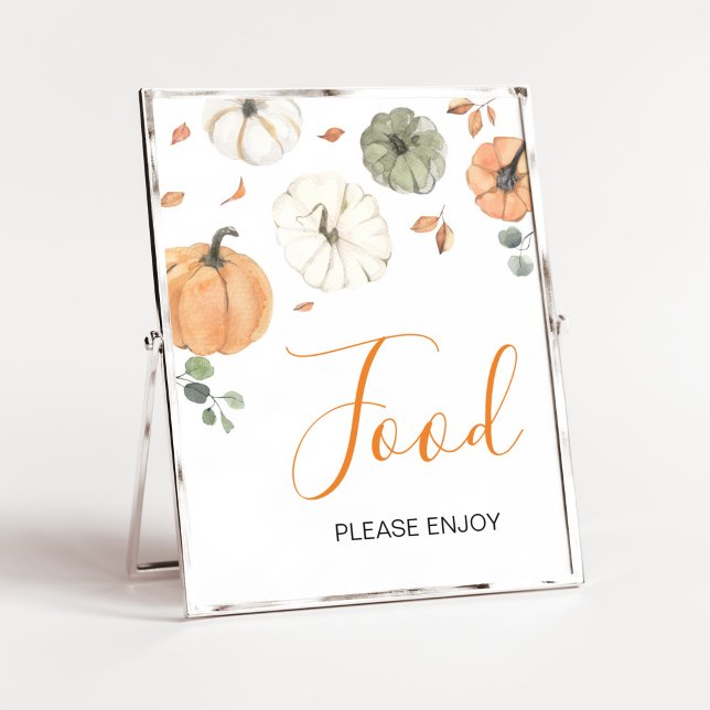 Póster Comida minimalista de Baby Shower (A Little Pumpkin Baby Shower Food Sign)